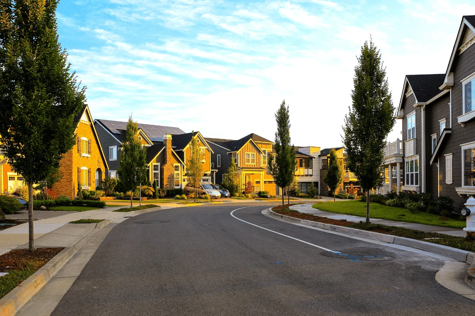 a quiet neighborhood during sunset