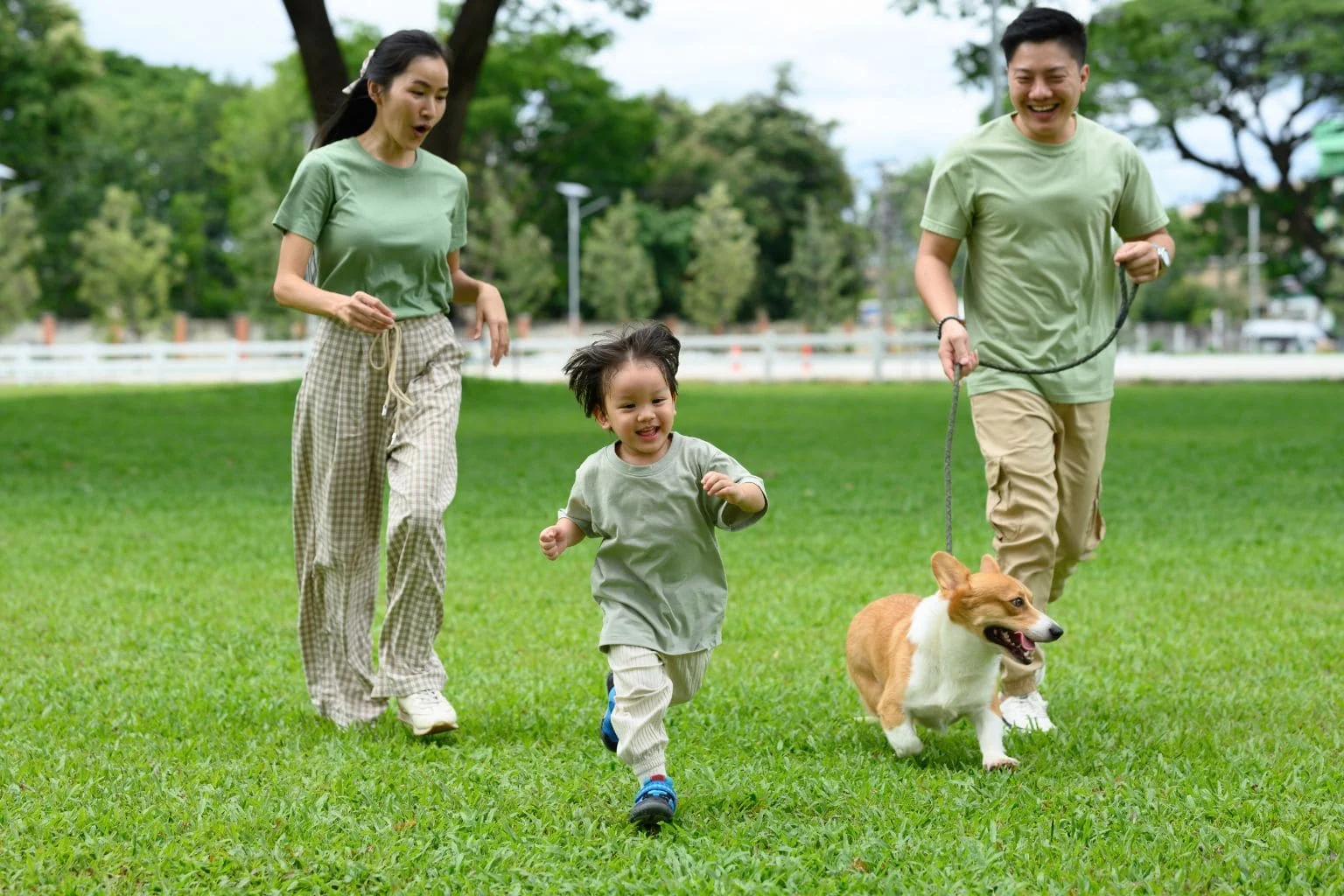 family having fun in the park