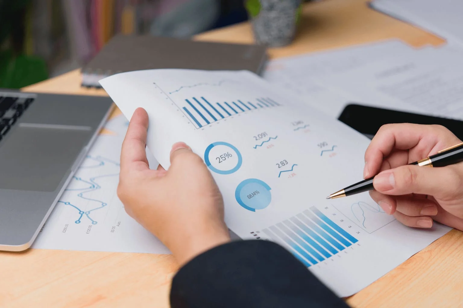 Realtor analyzing real estate market data