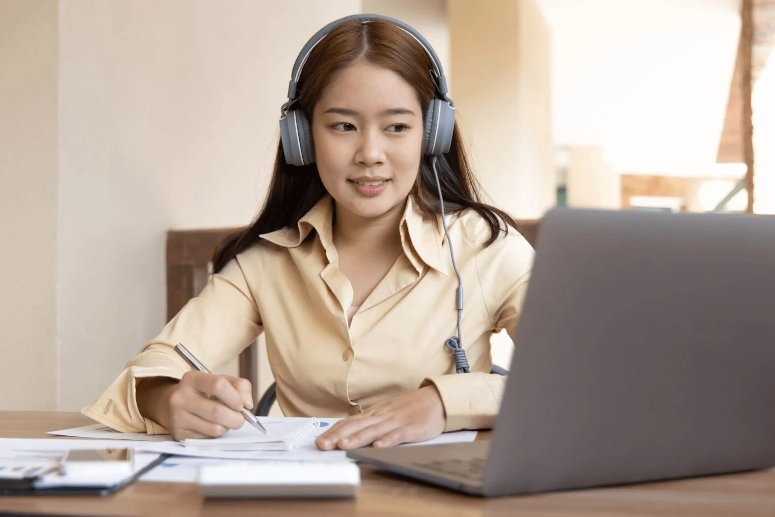 Realtor taking an online course or webinar